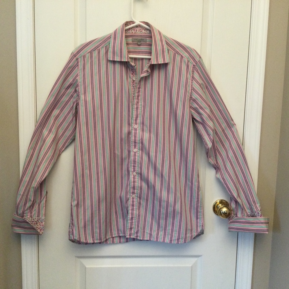 Ted Baker 3 Stripe Multi Colour Long Sleeve Shirt Men’s Medium